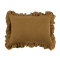 Anita Ruffled Linen Pillow Cover in Mustard