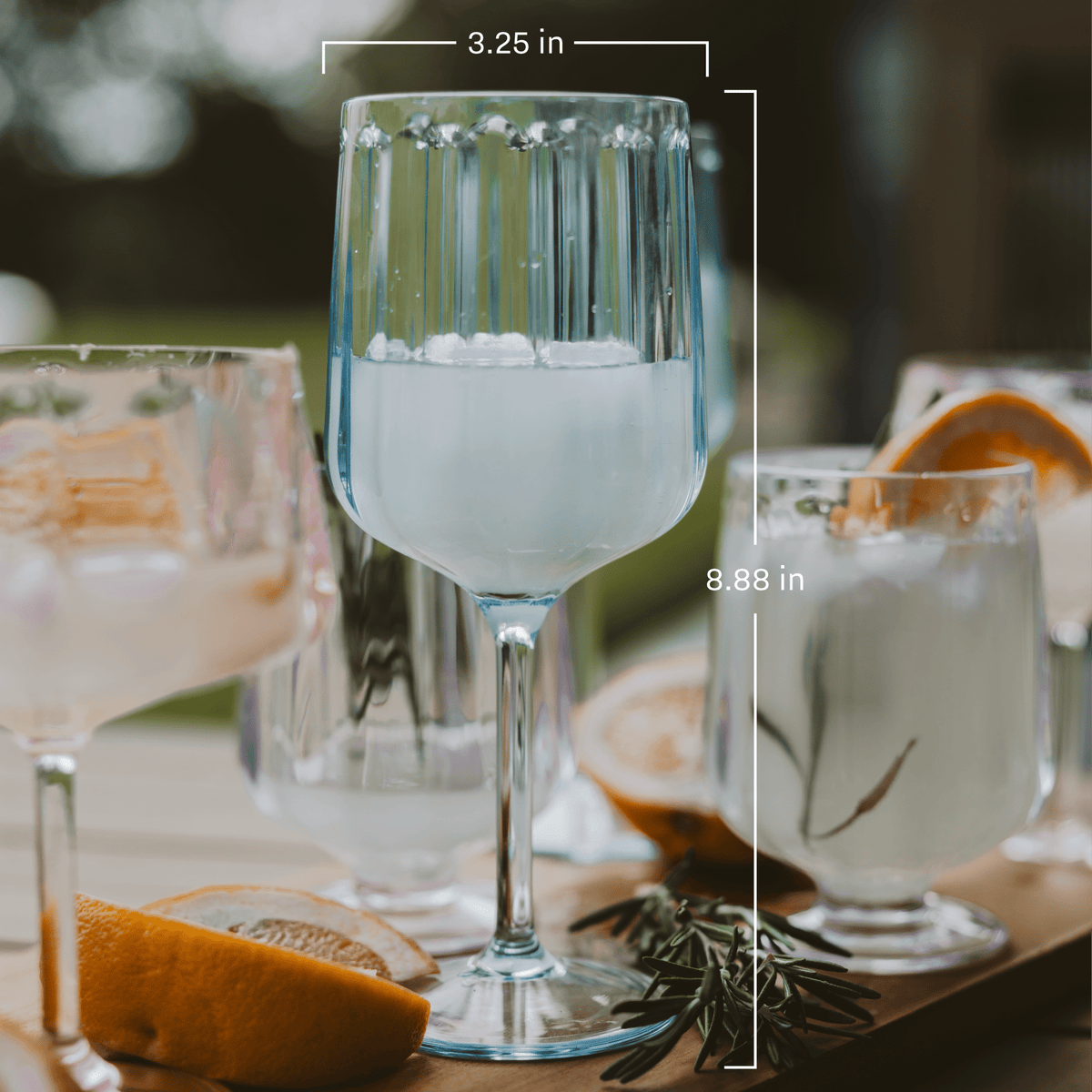 Tinted Blue Plastic Wine Glass — 15 oz