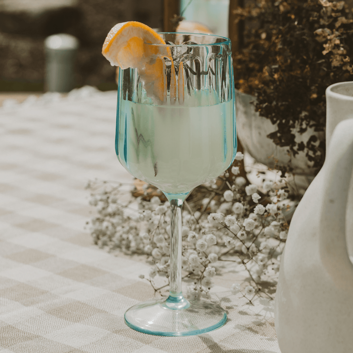 Tinted Blue Plastic Wine Glass — 15 oz