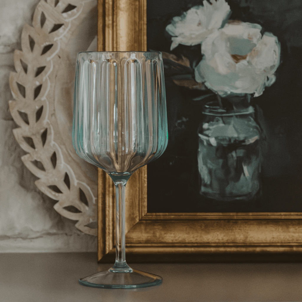 Tinted Blue Plastic Wine Glass — 15 oz