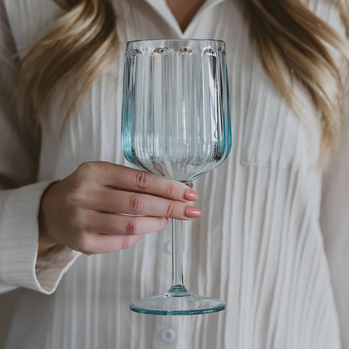Tinted Blue Plastic Wine Glass — 15 oz