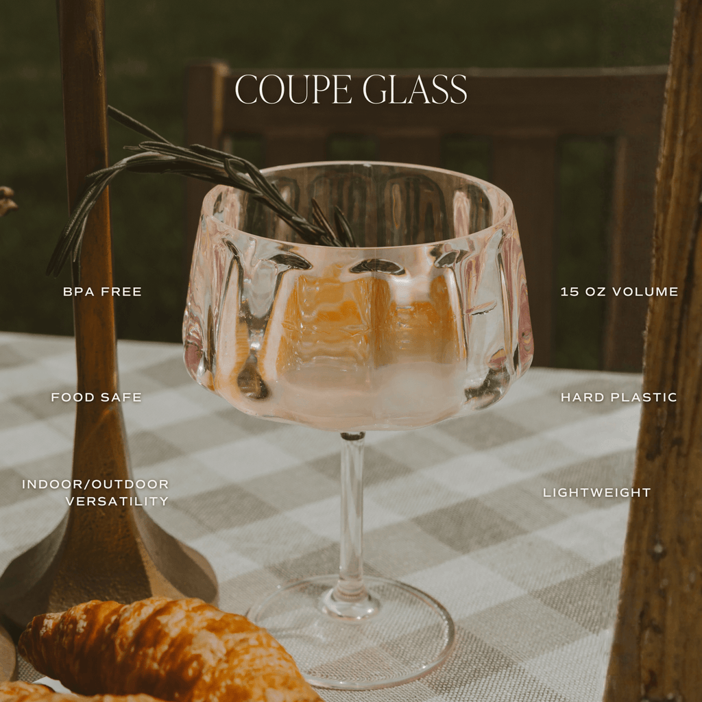 Tinted Pink Plastic Coupe Glass — 15 oz