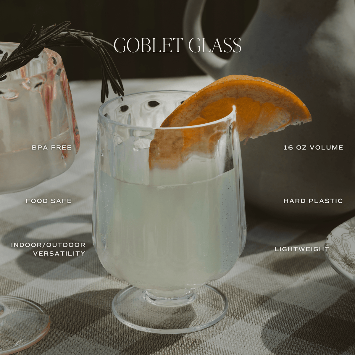 Clear Plastic Cocktail Goblet — 16 oz