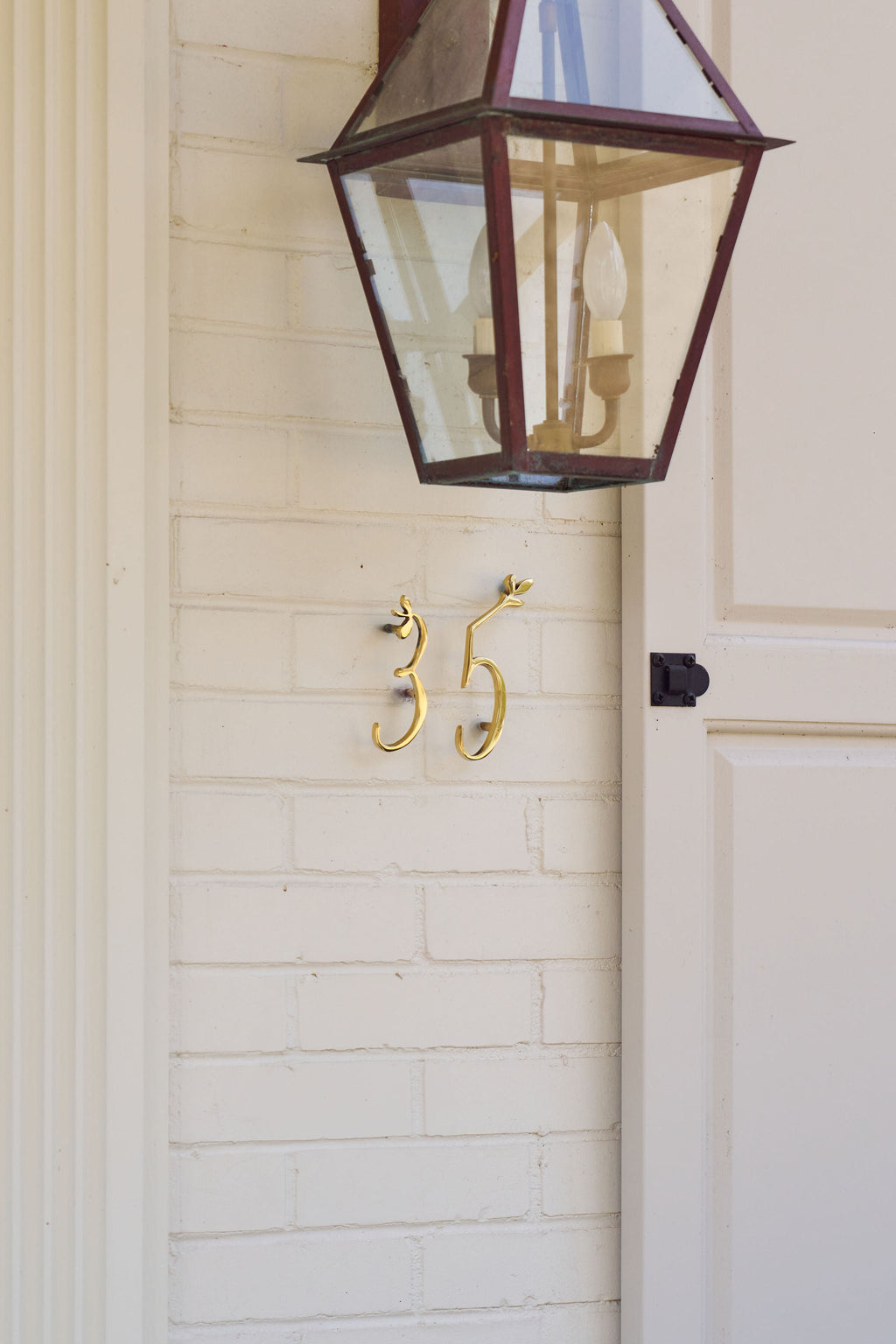 Leaf Flourish Brass House Numbers