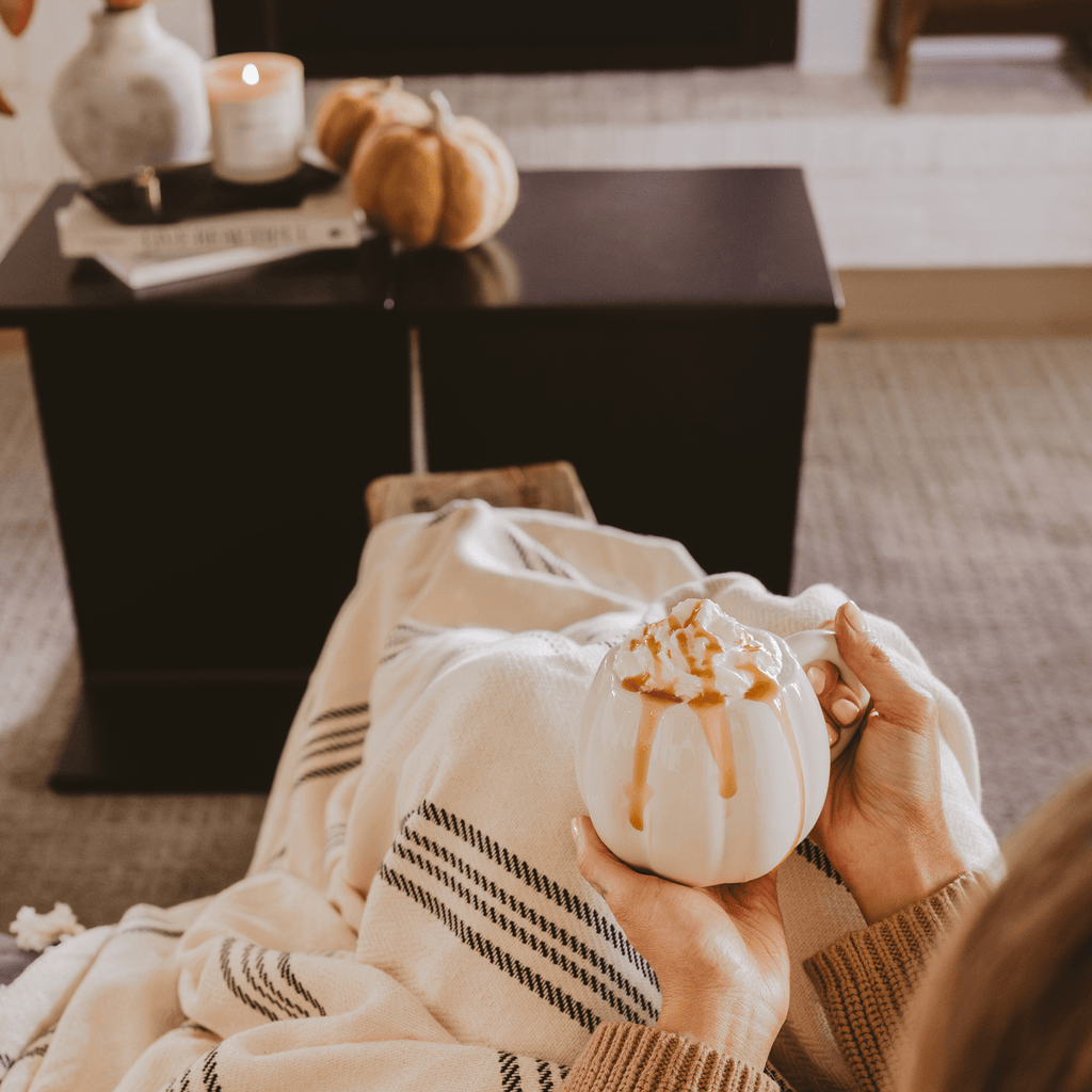 Cream Pumpkin Figural Ceramic Mug — 19 oz