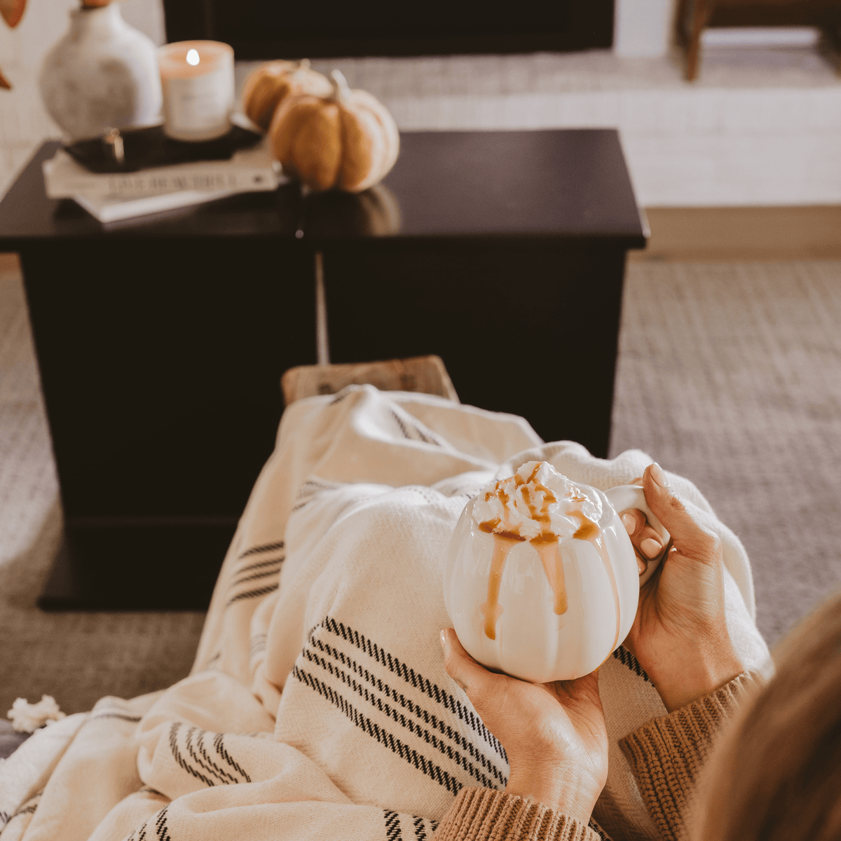 Cream Pumpkin Figural Ceramic Mug — 19 oz