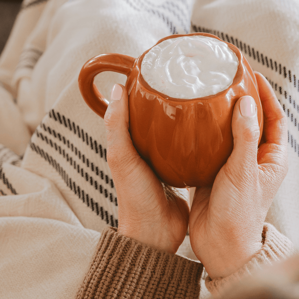 Burnt Orange Pumpkin Figural Ceramic Mug — 19 oz