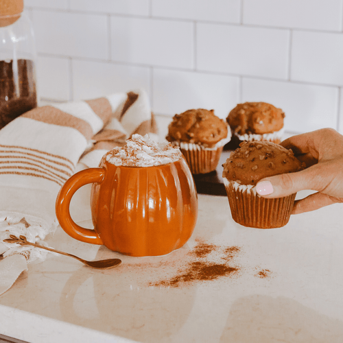 Burnt Orange Pumpkin Figural Ceramic Mug — 19 oz