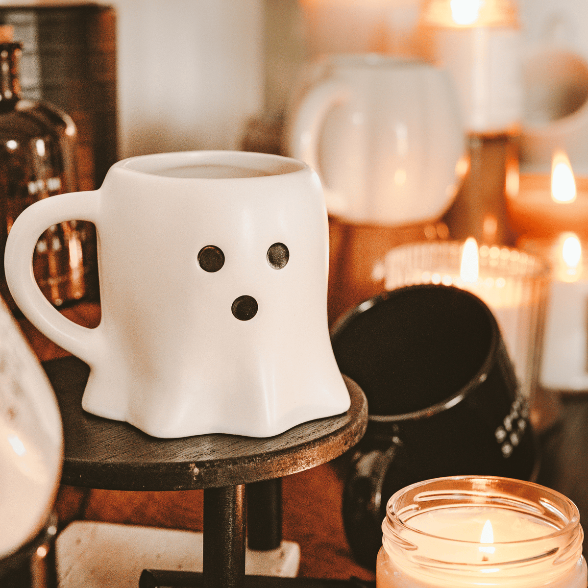 Ghost Face Figural Ceramic Mug — 12 oz