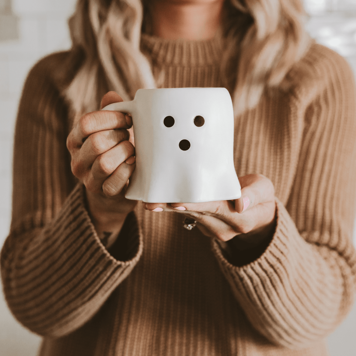 Ghost Face Figural Ceramic Mug — 12 oz