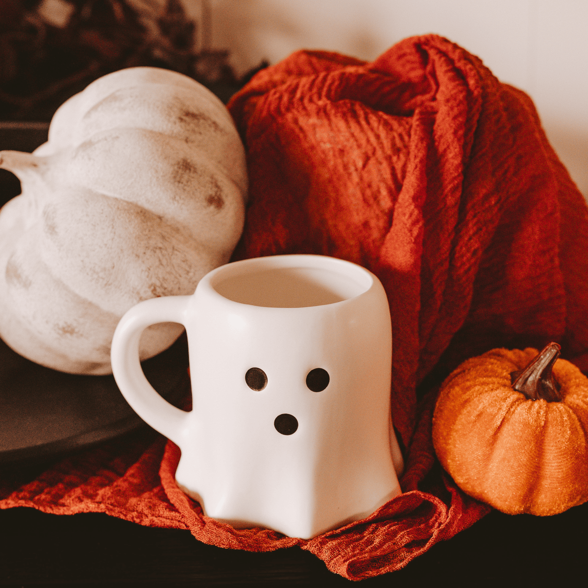 Ghost Face Figural Ceramic Mug — 12 oz