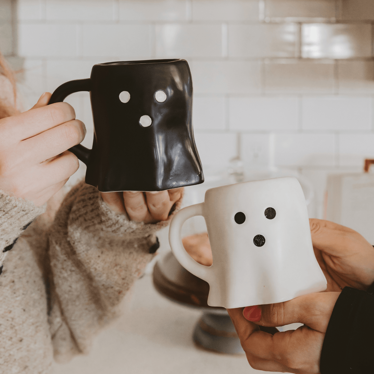 Ghost Face Figural Ceramic Mug — 12 oz