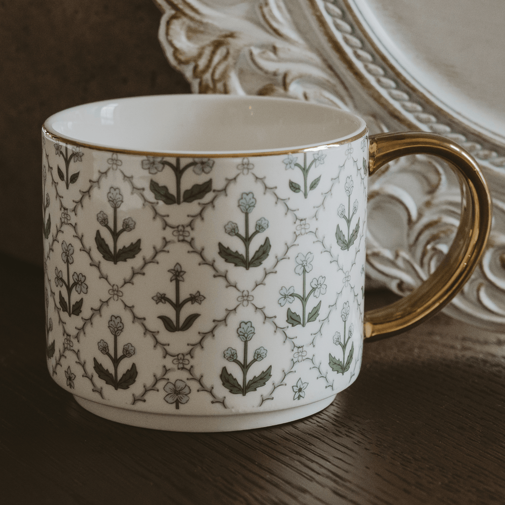 Floral Quilt Fine Bone China Mug — 14 oz