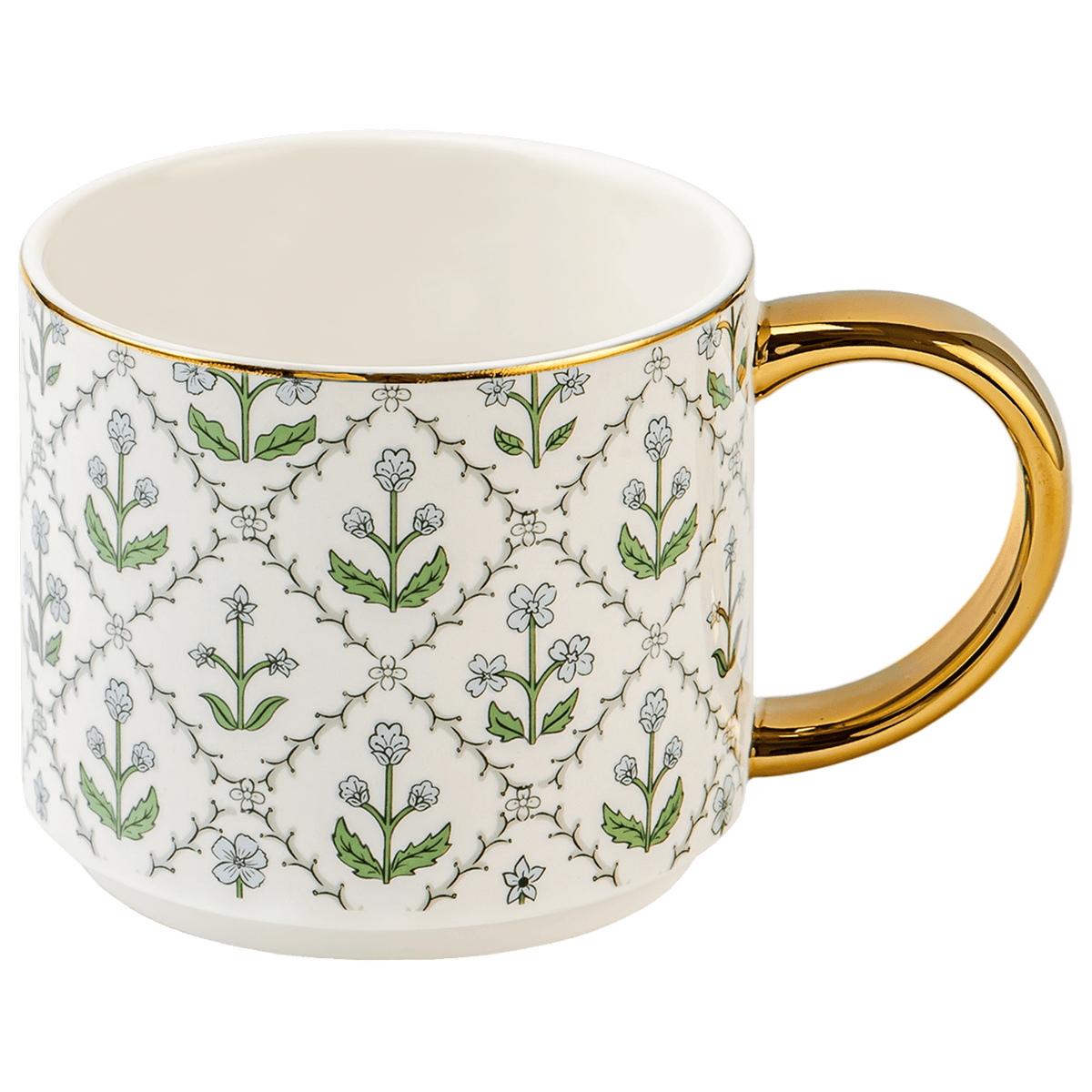 Floral Quilt Fine Bone China Mug — 14 oz