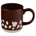 Brown Leaves Stoneware Coffee Mug — 14 oz