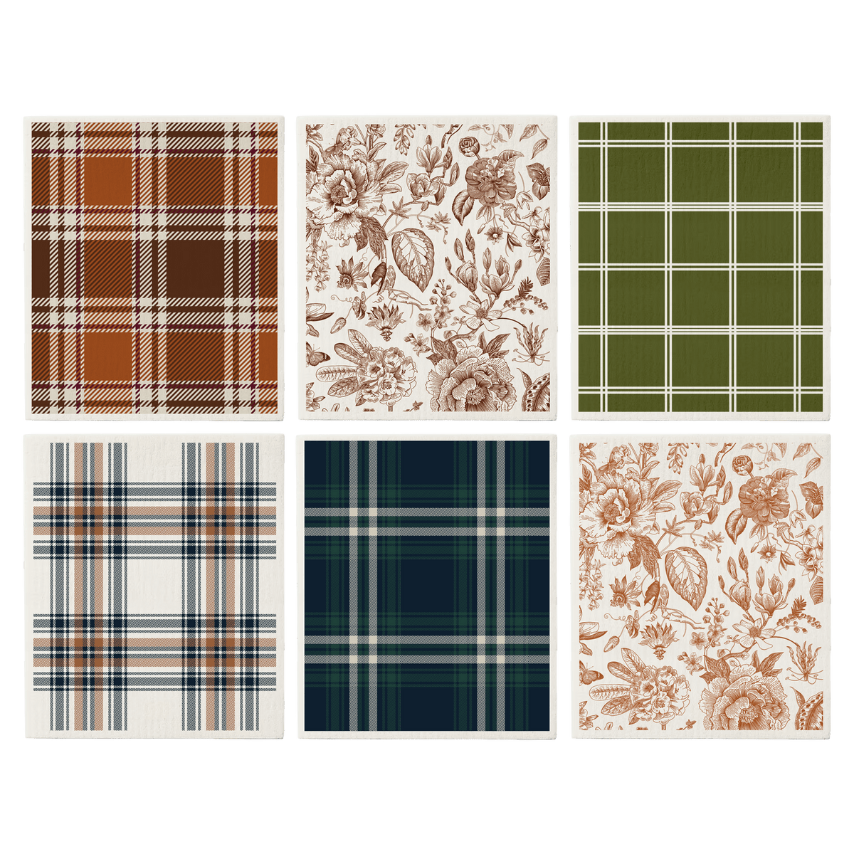 Fall Pattern Swedish Dishcloths — Set of 6