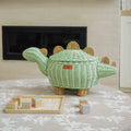 Dinosaur Rattan Storage Basket — Mint Green, Medium