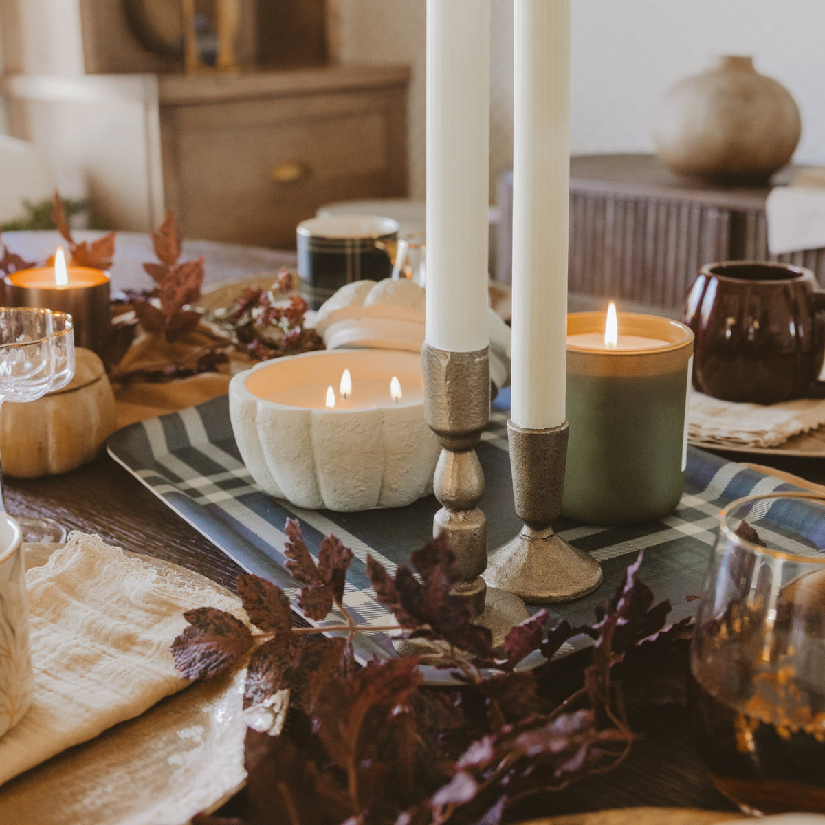 Cashmere & Vanilla Soy Candle — Cement Pumpkin Jar