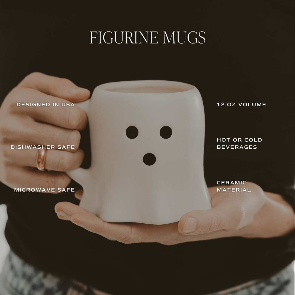 Ghost Face Figural Ceramic Mug — 12 oz