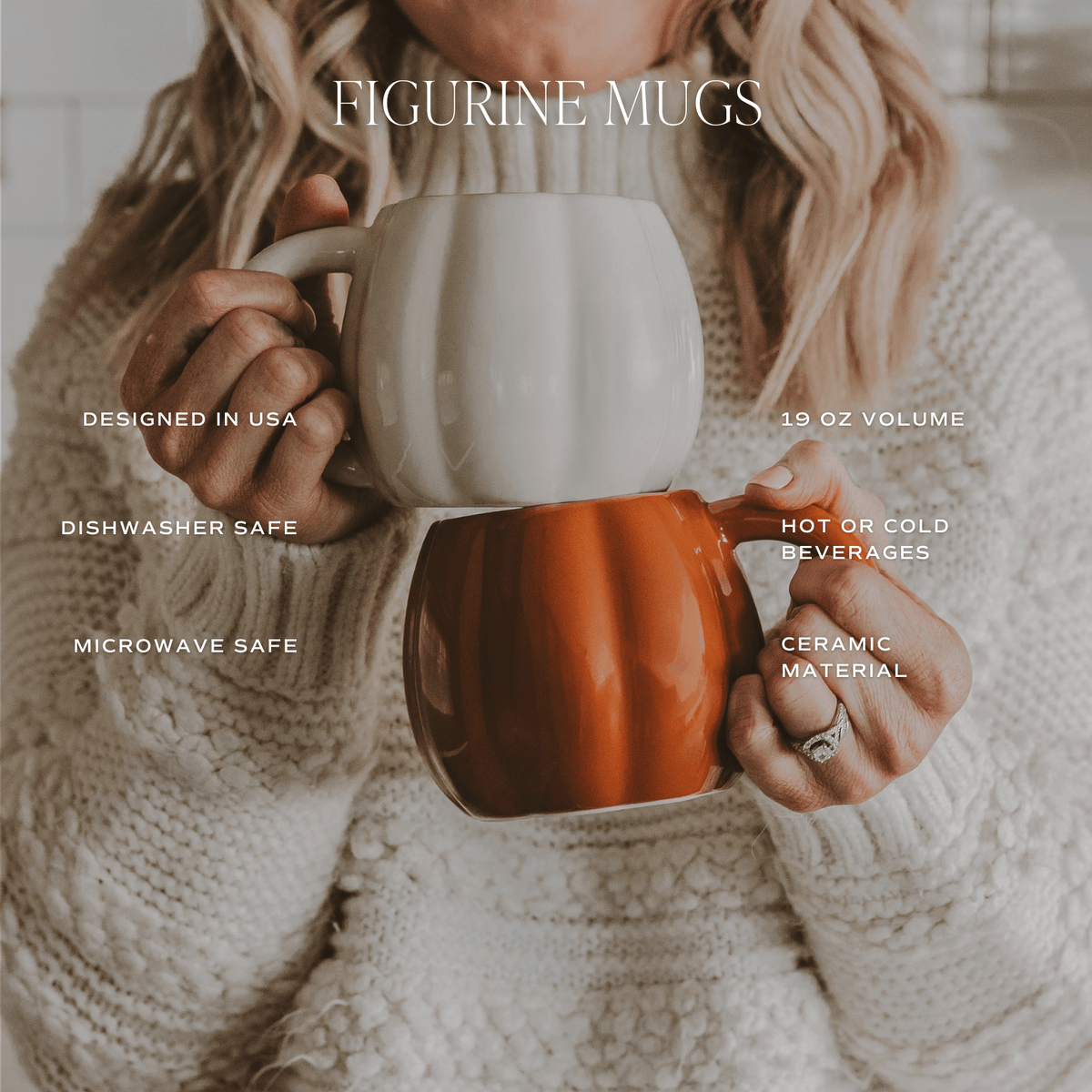 Cream Pumpkin Figural Ceramic Mug — 19 oz
