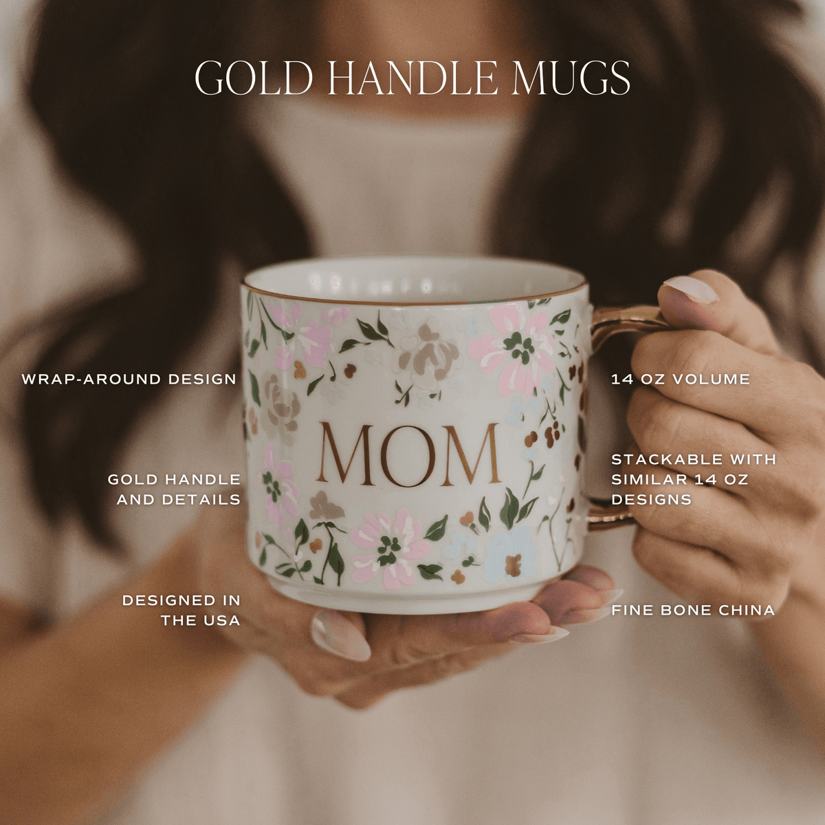 Floral Quilt Fine Bone China Mug — 14 oz