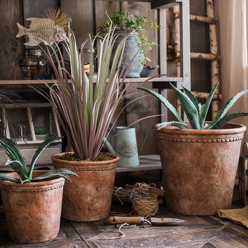 Terracotta Red Concrete Planter Pot
