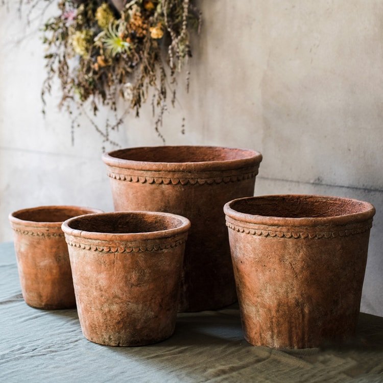 Terracotta Red Concrete Planter Pot