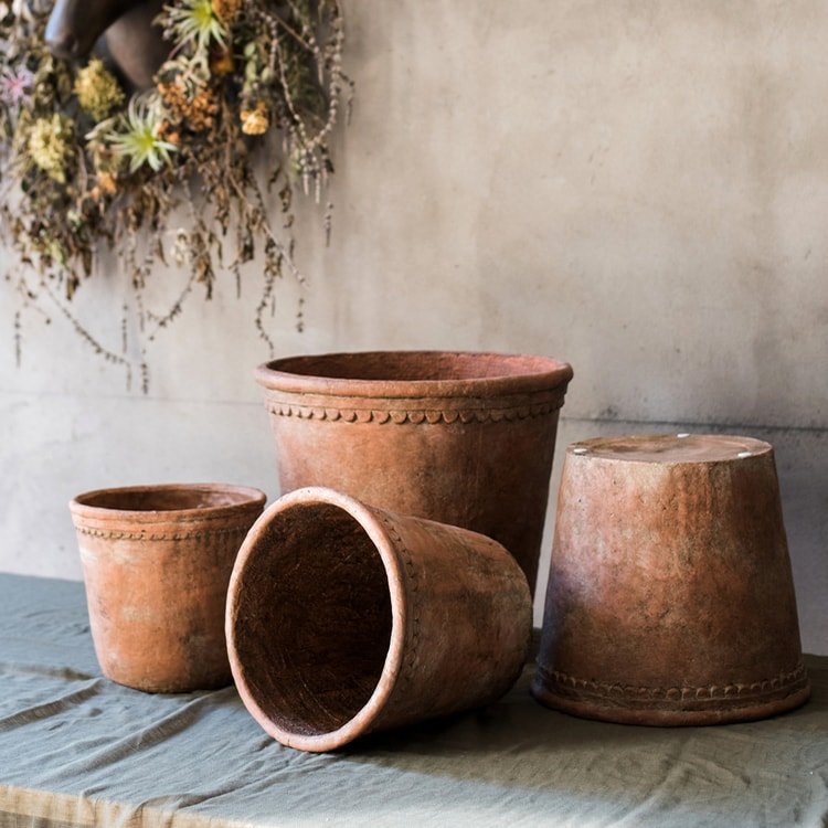 Terracotta Red Concrete Planter Pot