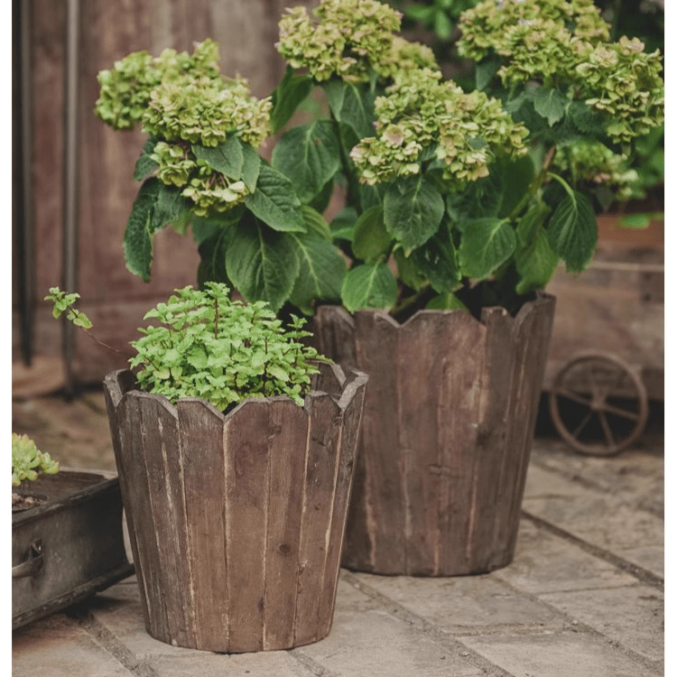 Spliced Solid Wood Round Planter