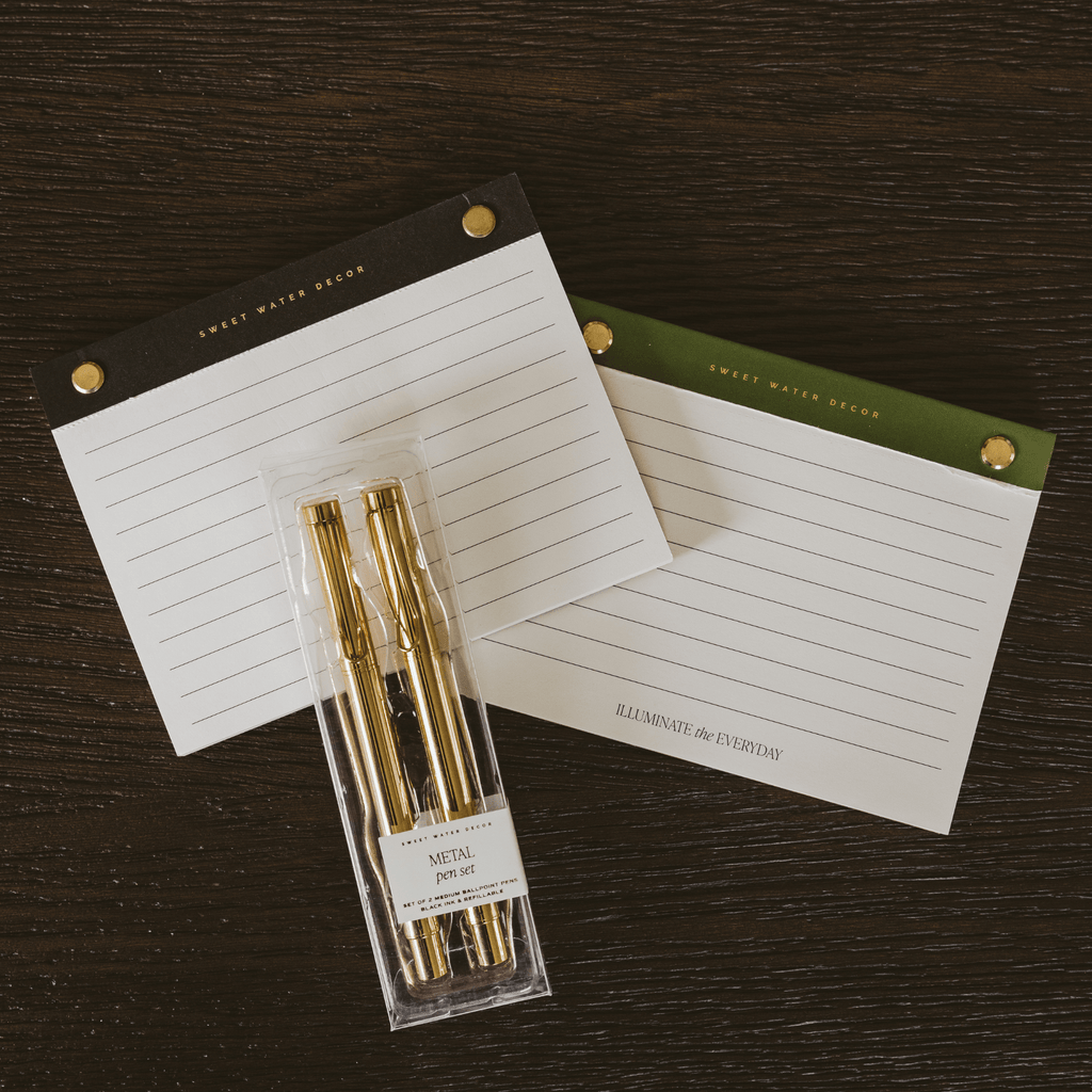 Green & Gold Rivet Lined Notepad
