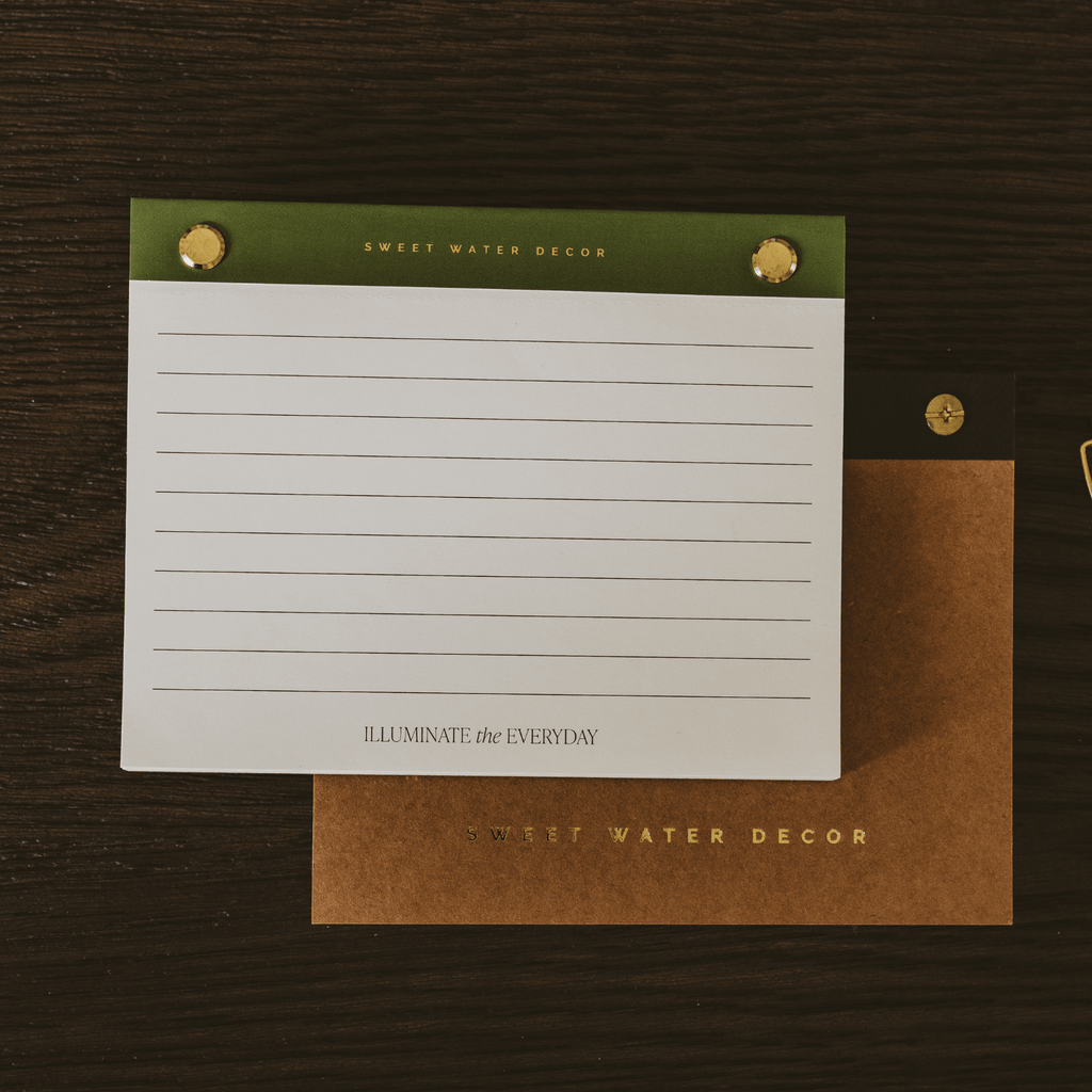 Green & Gold Rivet Lined Notepad