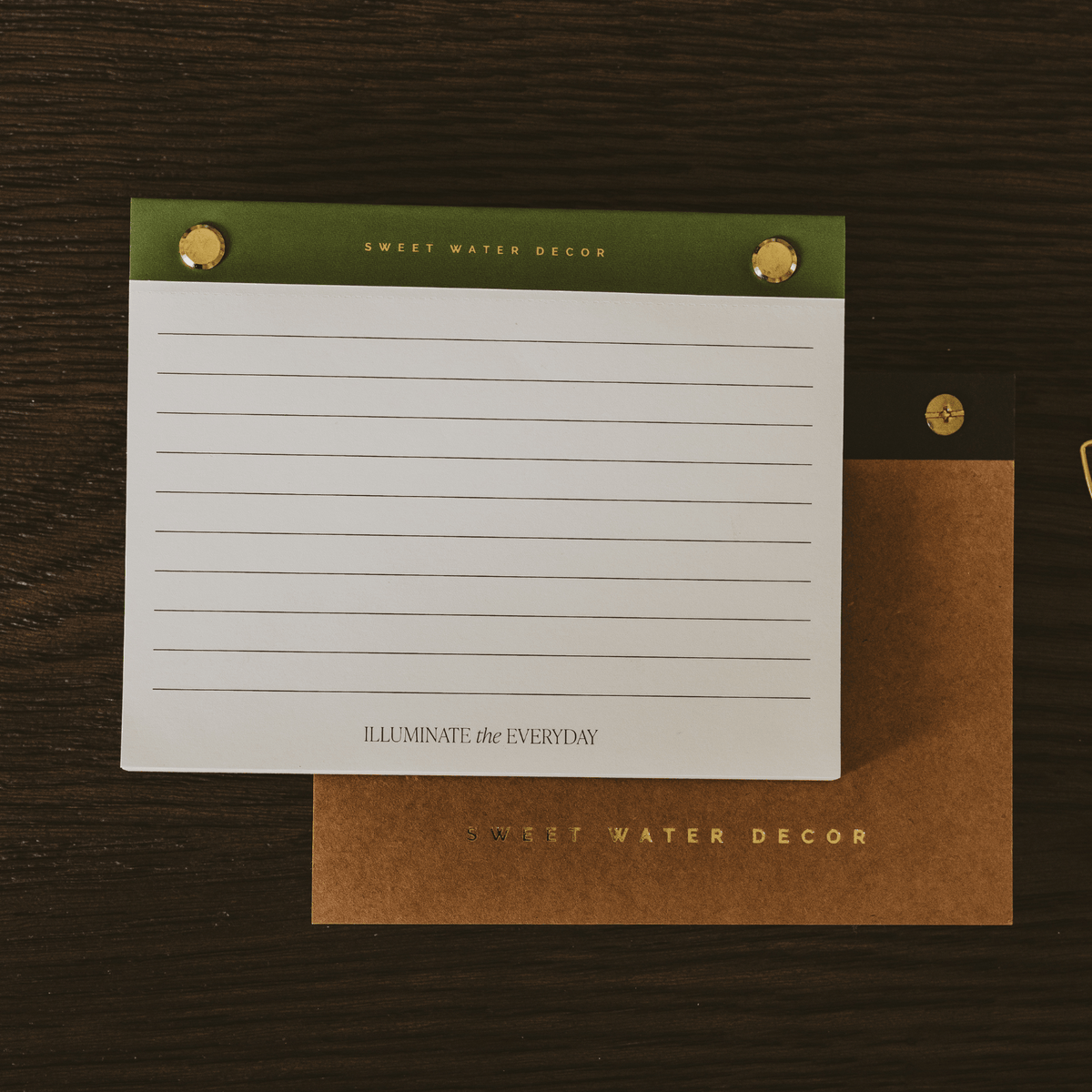 Green & Gold Rivet Lined Notepad