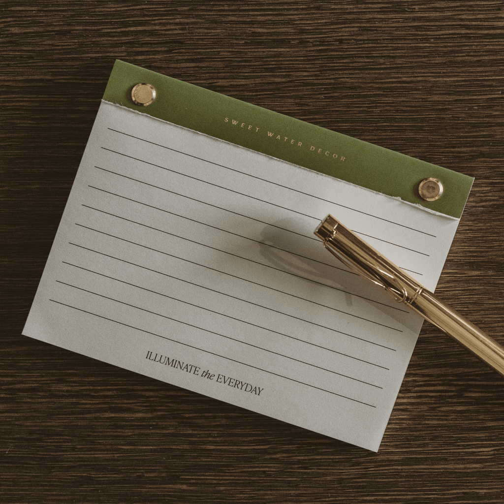 Green & Gold Rivet Lined Notepad