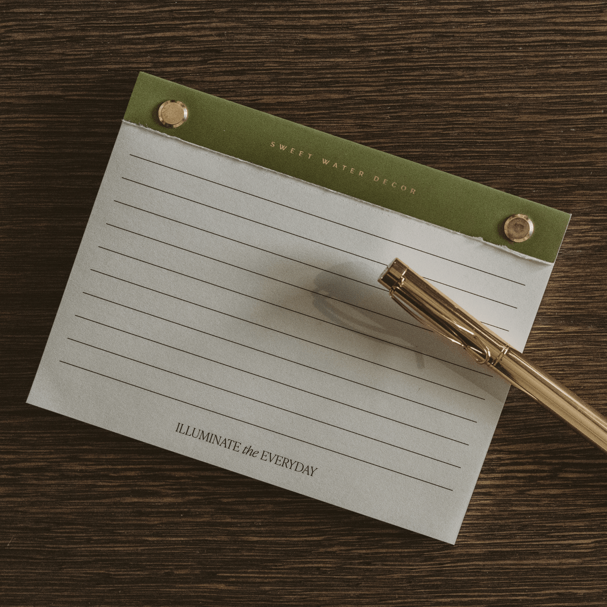 Green & Gold Rivet Lined Notepad