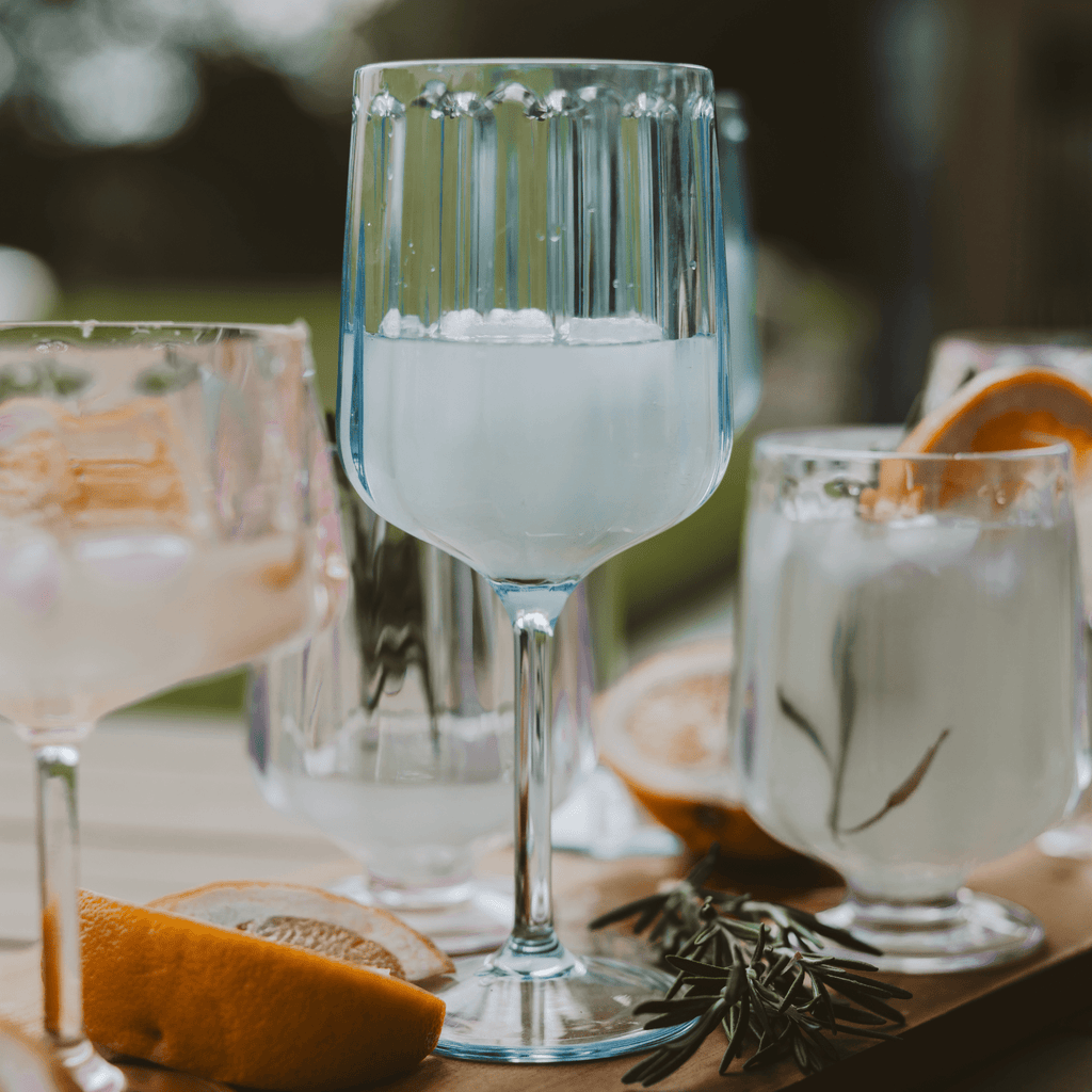 Tinted Blue Plastic Wine Glass — 15 oz