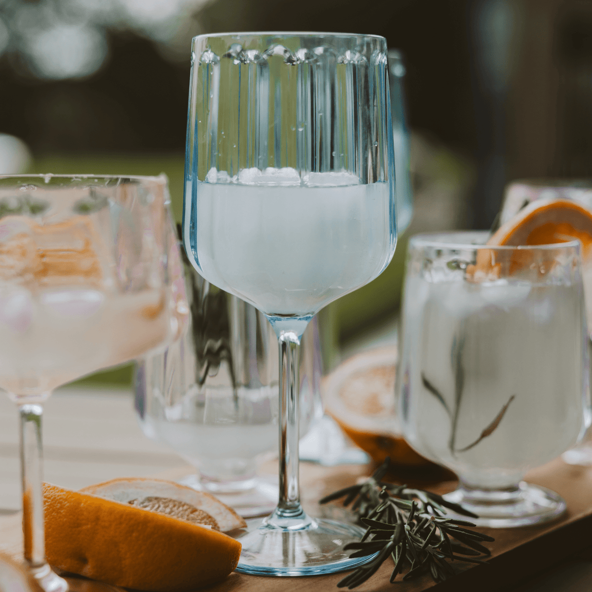 Tinted Blue Plastic Wine Glass — 15 oz