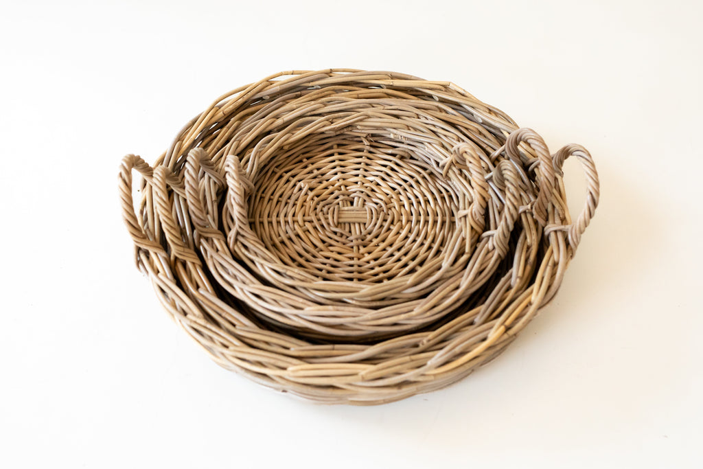 Rattan Round Tray — Kubu Grey