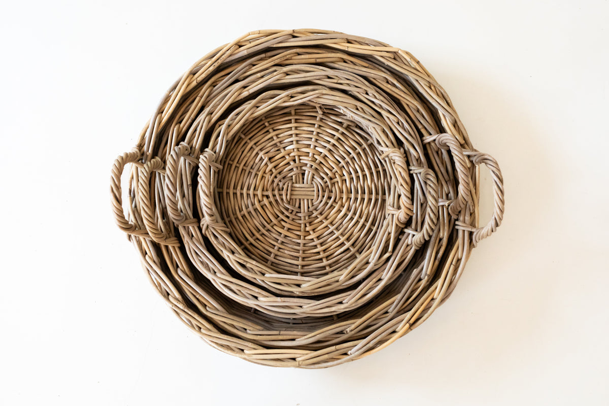 Rattan Round Tray — Kubu Grey