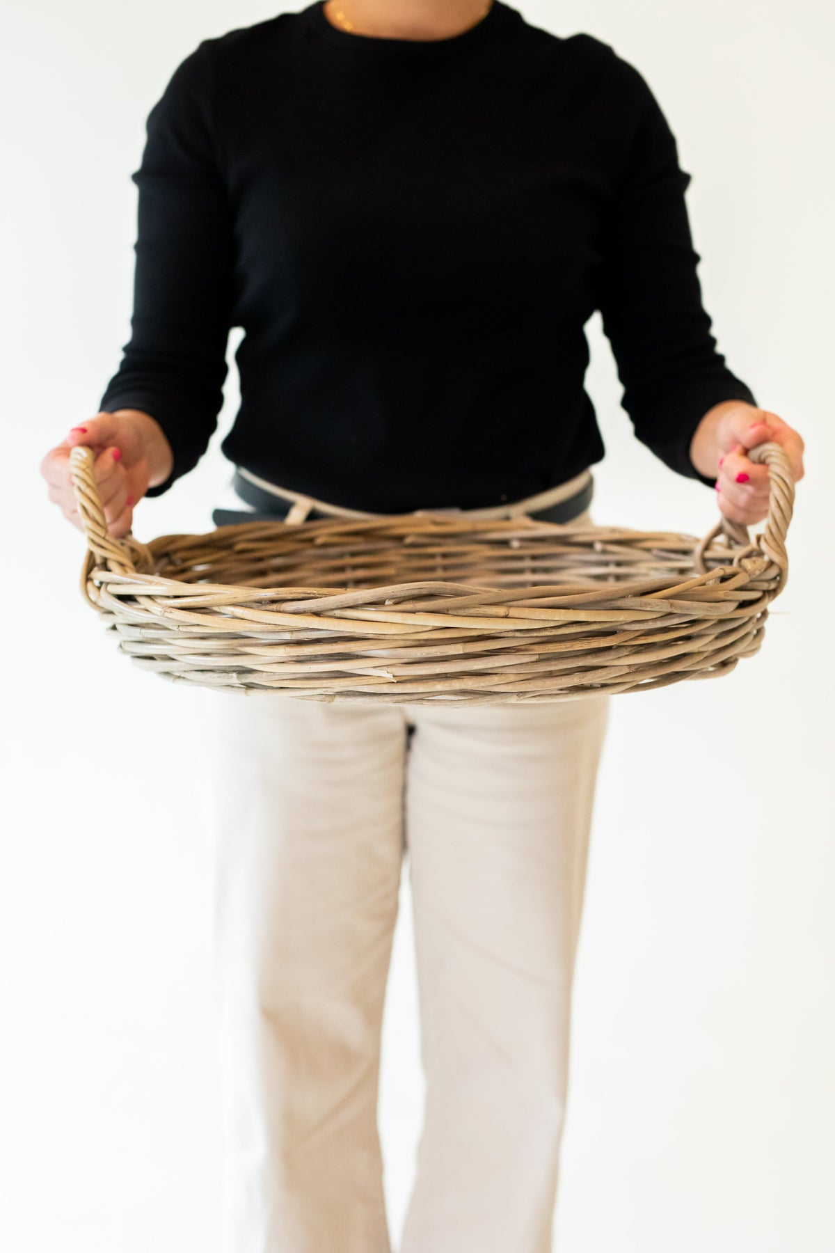 Rattan Round Tray — Kubu Grey
