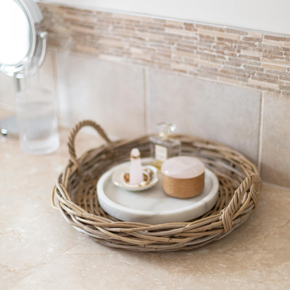 Rattan Round Tray — Kubu Grey