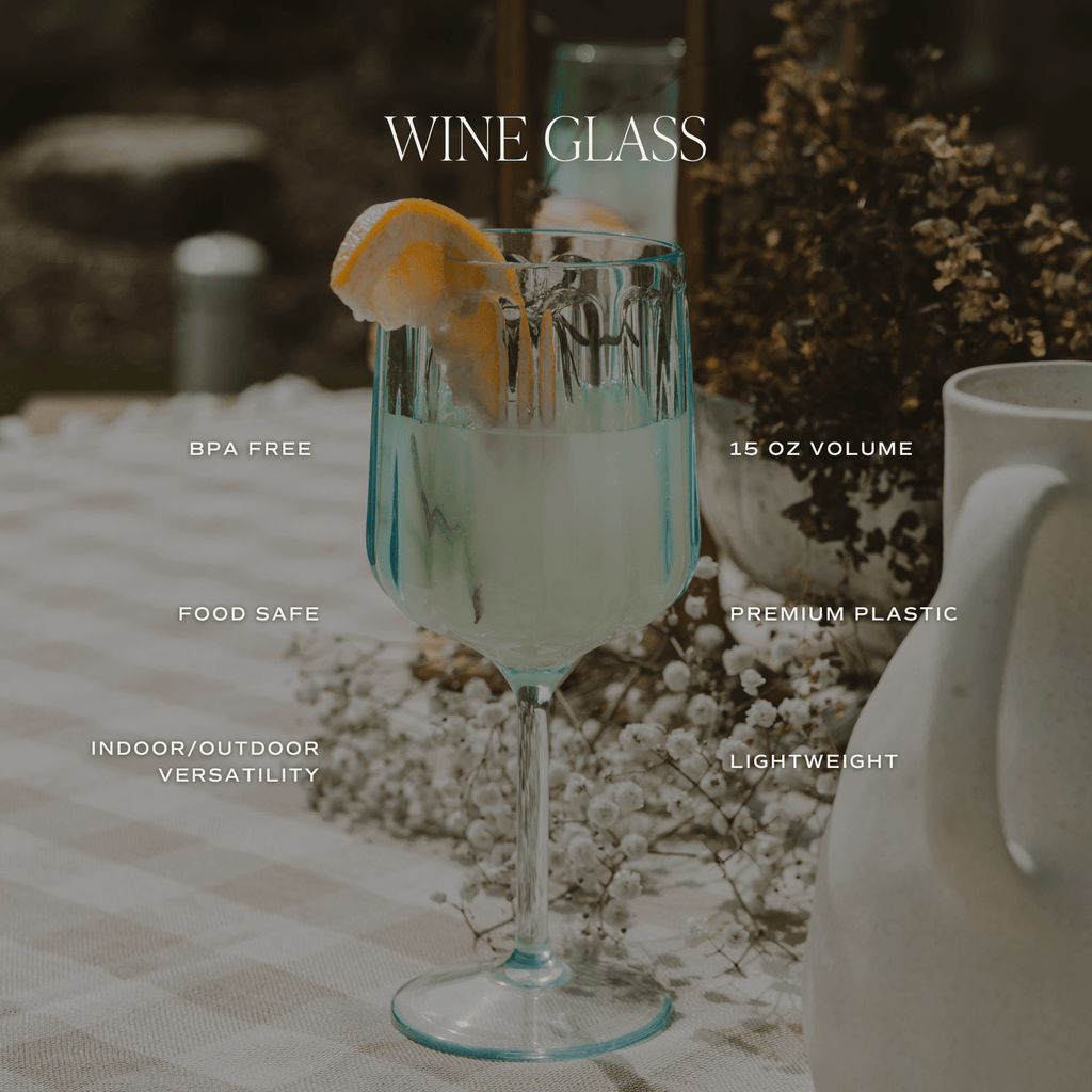 Tinted Blue Plastic Wine Glass — 15 oz