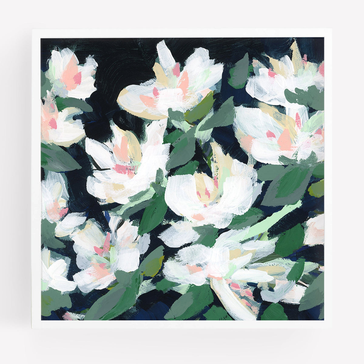White Blossoms at Midnight, Fine Art Print