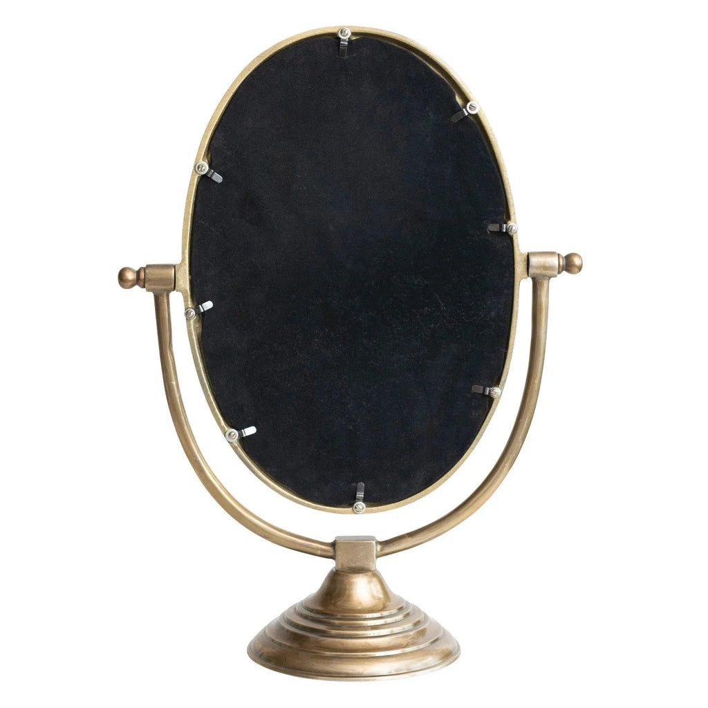 Austine Framed Mirror on Stand — Antique Brass Finish