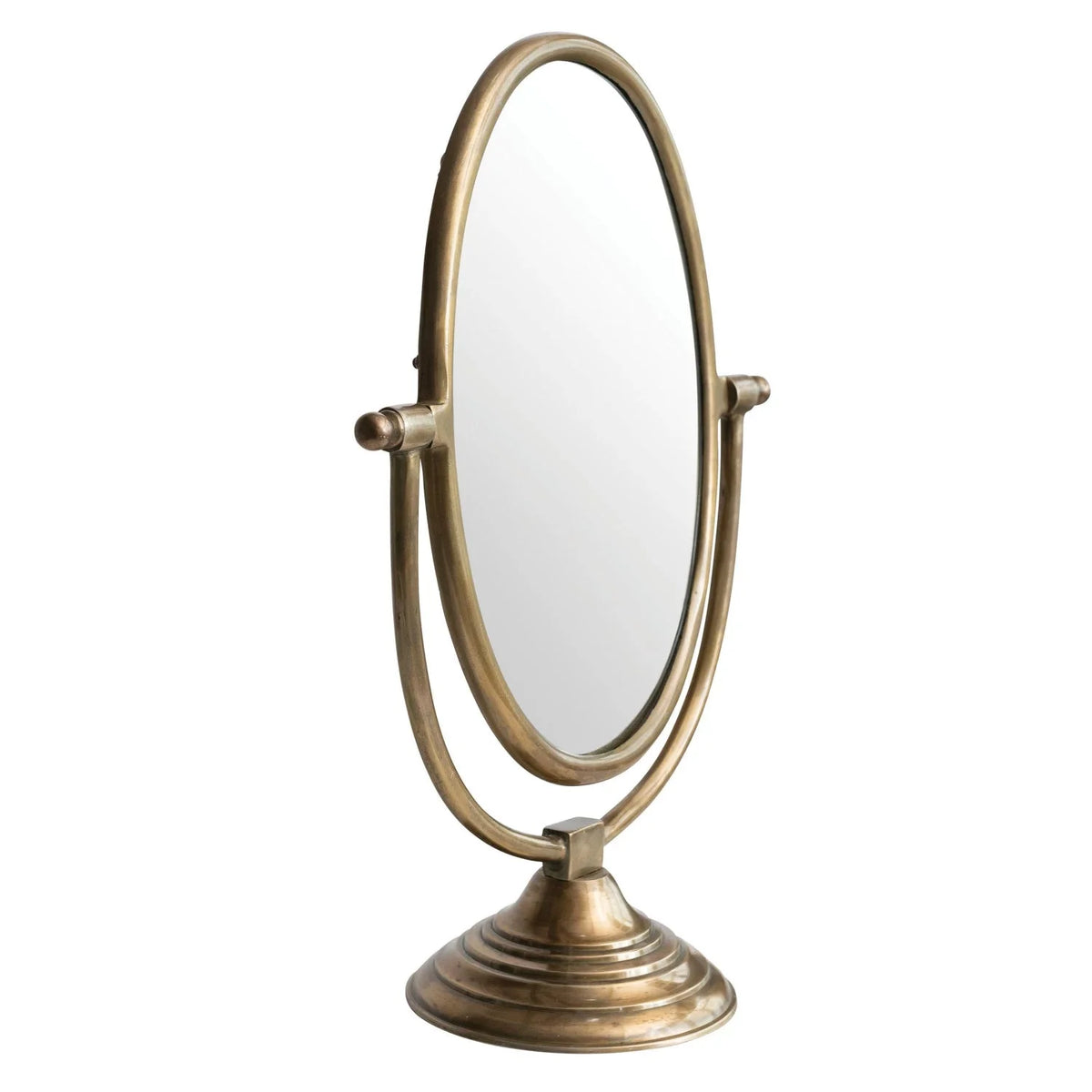 Austine Framed Mirror on Stand — Antique Brass Finish