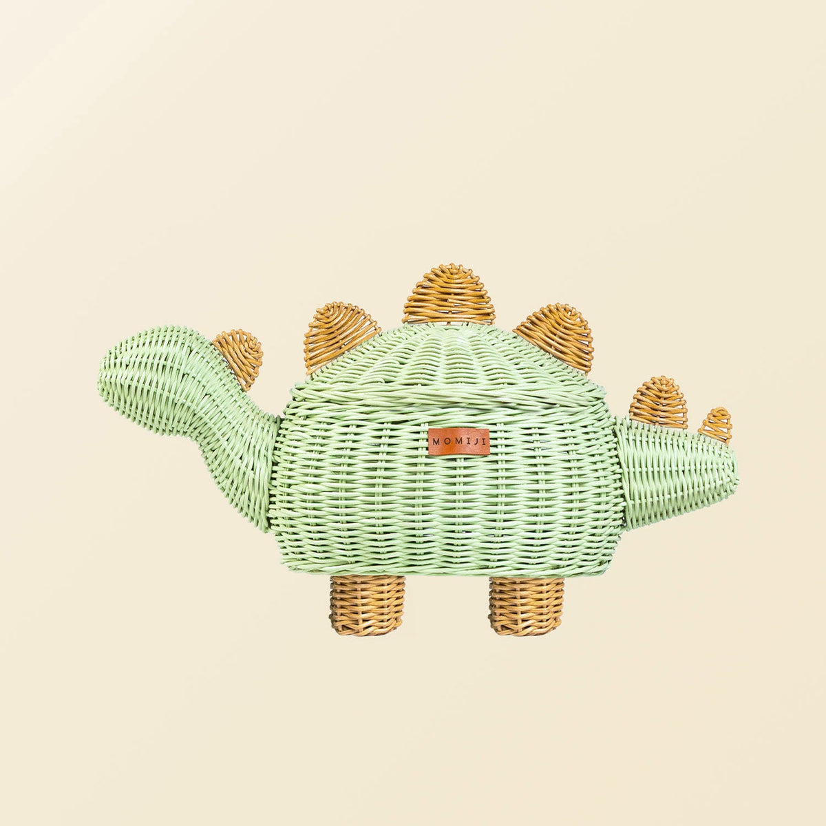 Dinosaur Rattan Storage Basket — Mint Green, Medium