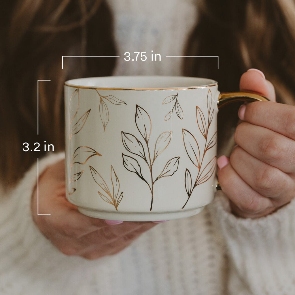 Floral Quilt Fine Bone China Mug — 14 oz