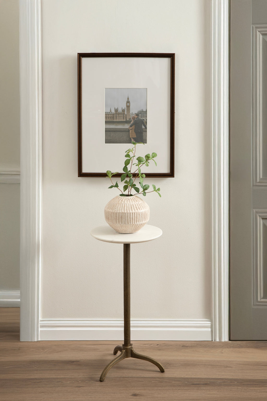 Henshall Marble and Metal Round Side Table